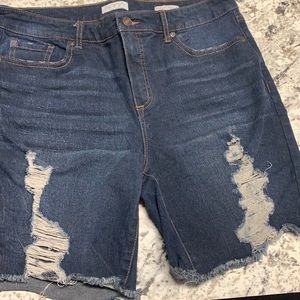 Sofia Vergara Bermuda Distressed Denim Shorts